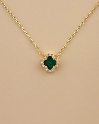 RANTAI LEHER AMIKA MINI BATU MALACHITE HIJAU  + BATU