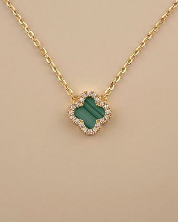 RANTAI LEHER AMIKA PETITE BATU MALACHITE HIJAU  + BATU