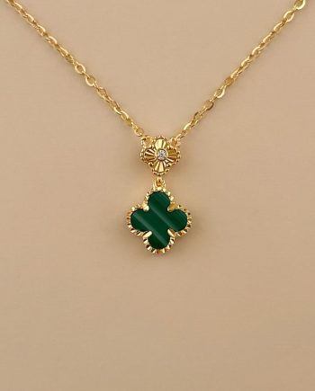 RANTAI LEHER PEARLESCENT NACRE BATU MALACHITE HIJAU