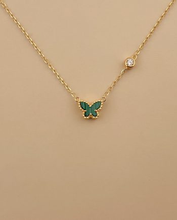 RANTAI LEHER SWEET BUTTERFLY MALACHITE HIJAU + BATU (KECIL)
