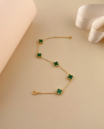 RANTAI TANGAN KLOVER GRETA BATU MALACHITE HIJAU