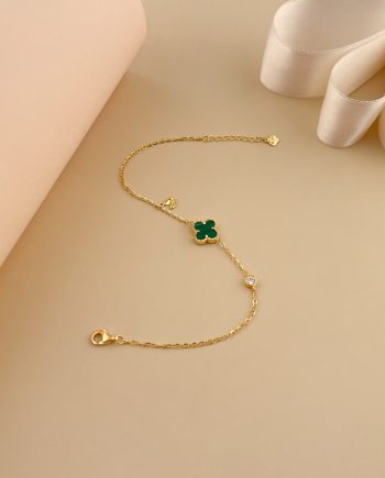 RANTAI TANGAN PECULIAR KLOVER ALYSSA PETITE BATU MALACHITE HIJAU