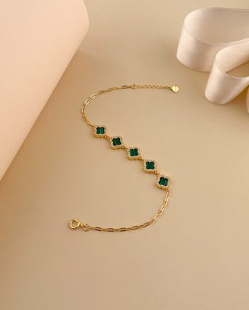 RANTAI TANGAN LUMINA CLOVER MALACHITE HIJAU + BATU