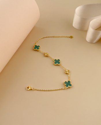 RANTAI TANGAN CLOVER EMERALD POLO CHAIN BATU MALACHITE HIJAU