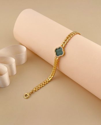 RANTAI TANGAN BLOOM CLOVER CHAIN BATU MALACHITE HIJAU (BESAR)