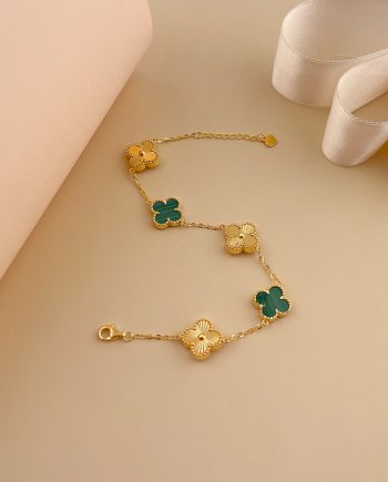 RANTAI TANGAN CLOVER FIESTA GRANDE BATU MALACHITE HIJAU