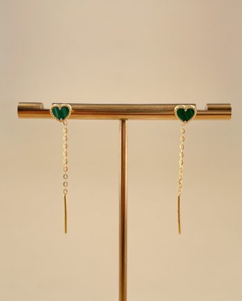 SUBANG JARUM LOVE MINI BATU MALACHITE HIJAU