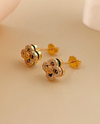 SUBANG PAKU WHIRLING CLOVER MINI MALACHITE HIJAU