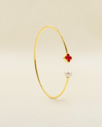 GELANG TANGAN MUTIARA MENGILAP BUJUR BATU AGATE MERAH