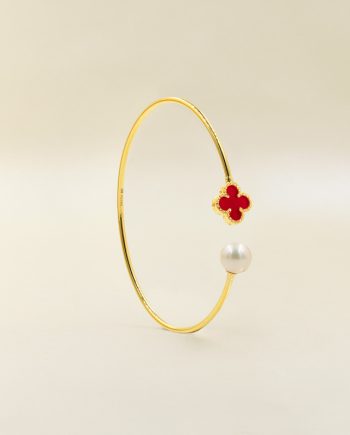 GELANG TANGAN MUTIARA RED CLOVER BATU AGATE (BUJUR)