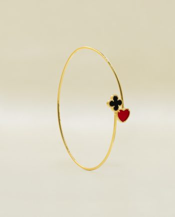 GELANG TANGAN CLOVER LOVE BATU AGATE HITAM + BATU AGATE MERAH