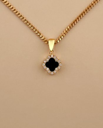 LOKET JOYFUL CLOVER BATU AGATE HITAM
