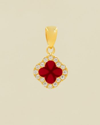 LOKET JOYFUL CLOVER BATU AGATE MERAH