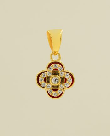 LOKET WHIRLING CLOVER IZZARA MINI BATU AGATE MERAH