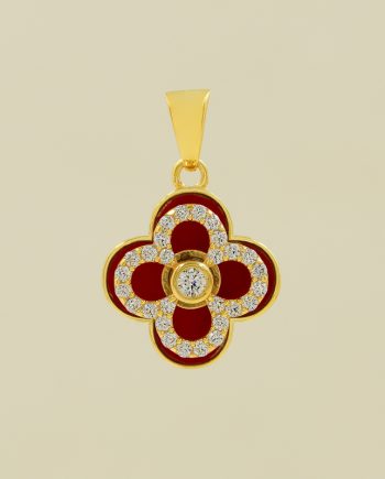 LOKET WHIRLING CLOVER IZZARA MIDI BATU AGATE MERAH