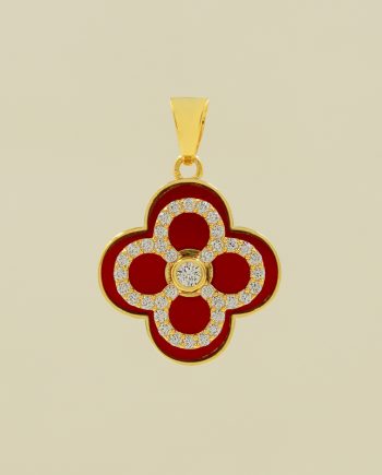 LOKET WHIRLING CLOVER IZZARA BESAR BATU AGATE MERAH
