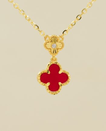 RANTAI LEHER PEARLESCENT NACRE BATU AGATE MERAH