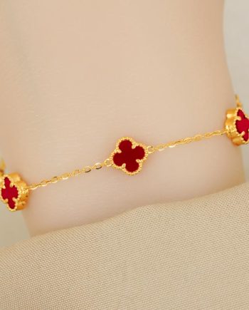 RANTAI TANGAN KLOVER GRETA BATU AGATE MERAH