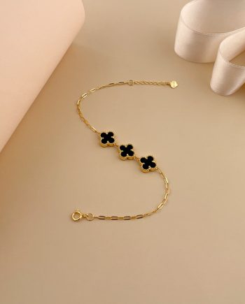 RANTAI TANGAN XENA KLOVER GRANDE BATU AGATE HITAM