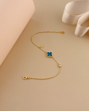 RANTAI TANGAN PECULIAR KLOVER ALYSSA PETITE BATU AGATE BIRU
