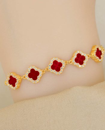 RANTAI TANGAN LUMINA CLOVER AGATE MERAH + BATU
