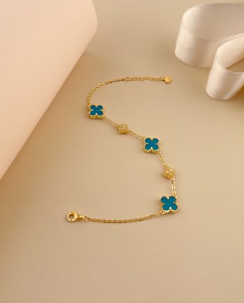 RANTAI TANGAN CLOVER AZURE POLO CHAIN BATU AGATE BIRU MUDA