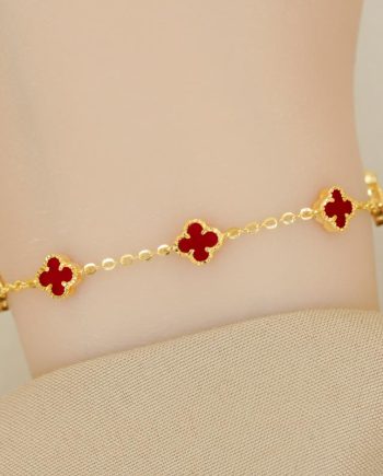 RANTAI TANGAN GAZE CLOVER BATU AGATE MERAH