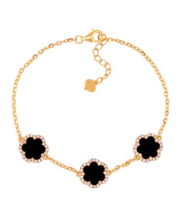 RANTAI TANGAN SHIMMERING FLORALIE BATU AGATE HITAM
