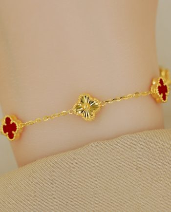 RANTAI TANGAN CLOVER FIESTA KECIL BATU AGATE MERAH