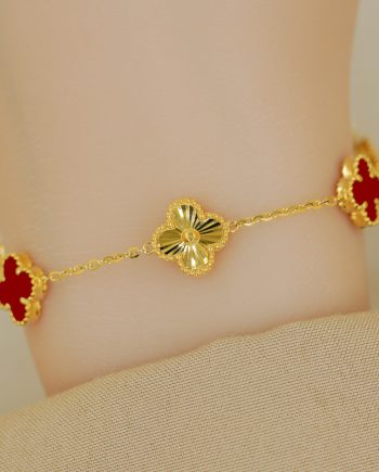 RANTAI TANGAN CLOVER FIESTA BESAR BATU AGATE MERAH
