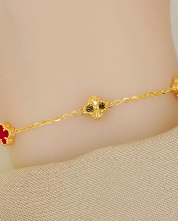 RANTAI TANGAN CLOVER FIESTA MINI BATU AGATE MERAH