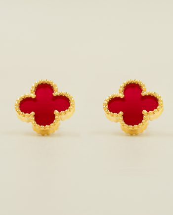 SUBANG PAKU TREFOIL BATU AGATE MERAH