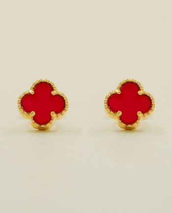 SUBANG PAKU SMALL CLOVER BATU AGATE MERAH