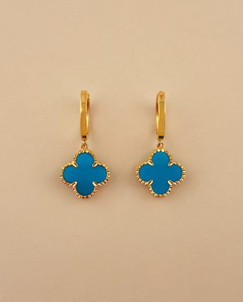 SUBANG KLIP GRANDE CLOVER BATU AGATE BIRU (DIAMETER : 1.00CM+/-)