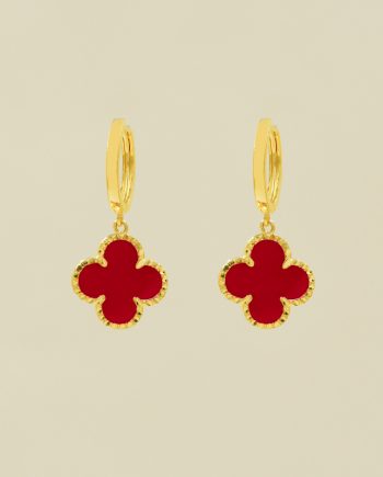 SUBANG KLIP GRANDE CLOVER BATU AGATE MERAH (DIAMETER : 1.00CM+/-)