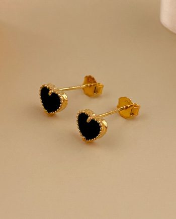 SUBANG PAKU DOTTED LOVE MINI BATU AGATE HITAM