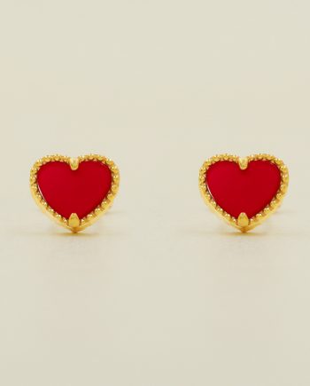 SUBANG PAKU DOTTED LOVE MINI BATU AGATE MERAH