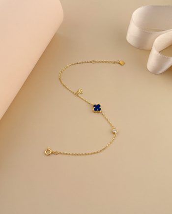 RANTAI TANGAN PECULIAR KLOVER ALYSSA MINI BATU LAPIS LAZULI BIRU