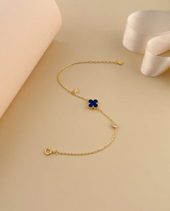 RANTAI TANGAN PECULIAR KLOVER ALYSSA PETITE BATU LAPIS LAZULI BIRU