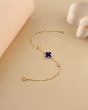 RANTAI TANGAN PECULIAR KLOVER ALYSSA MIDI BATU LAPIS LAZULI BIRU