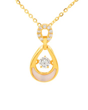 RANTAI LEHER BEAUTIFUL TEARDROP DANCING STONE MOTHER OF PEARL