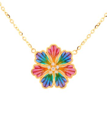 RANTAI LEHER ENAMEL BLOSSOM MOISSANITE
