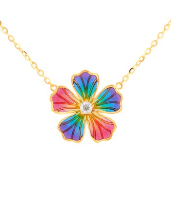 RANTAI LEHER ENAMEL BLOOM MOISSANITE